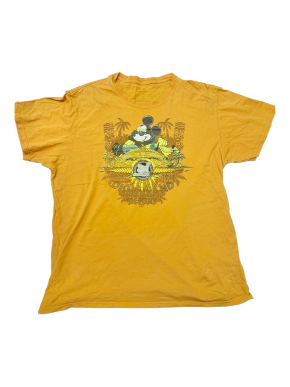 Disneyland Resort Mickey Mouse Graphic Tee Orange Retro Vintage T-Shirt Casual